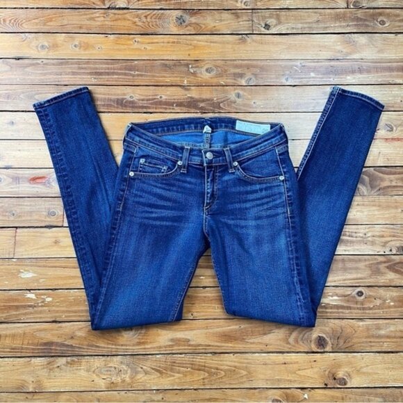 Rag bone mid rise skinny jeans stretchy denim medium rise blue size 26 - Picture 1 of 12